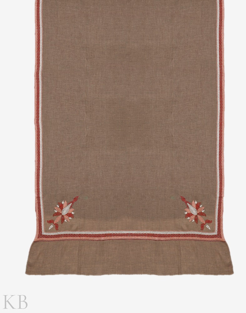 Natural Pashm Embroidered Cashmere Shawl - Kashmir Box