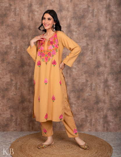 Neck Embroidered Fawn Summer Suit - Kashmir Box