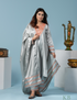 Zaaem Tilla Embroidered Grey Silk Suit with 2.5 Meters Dupatta - Kashmir Box