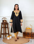 Black Marigold Aari Embroidered Cotton Kurti