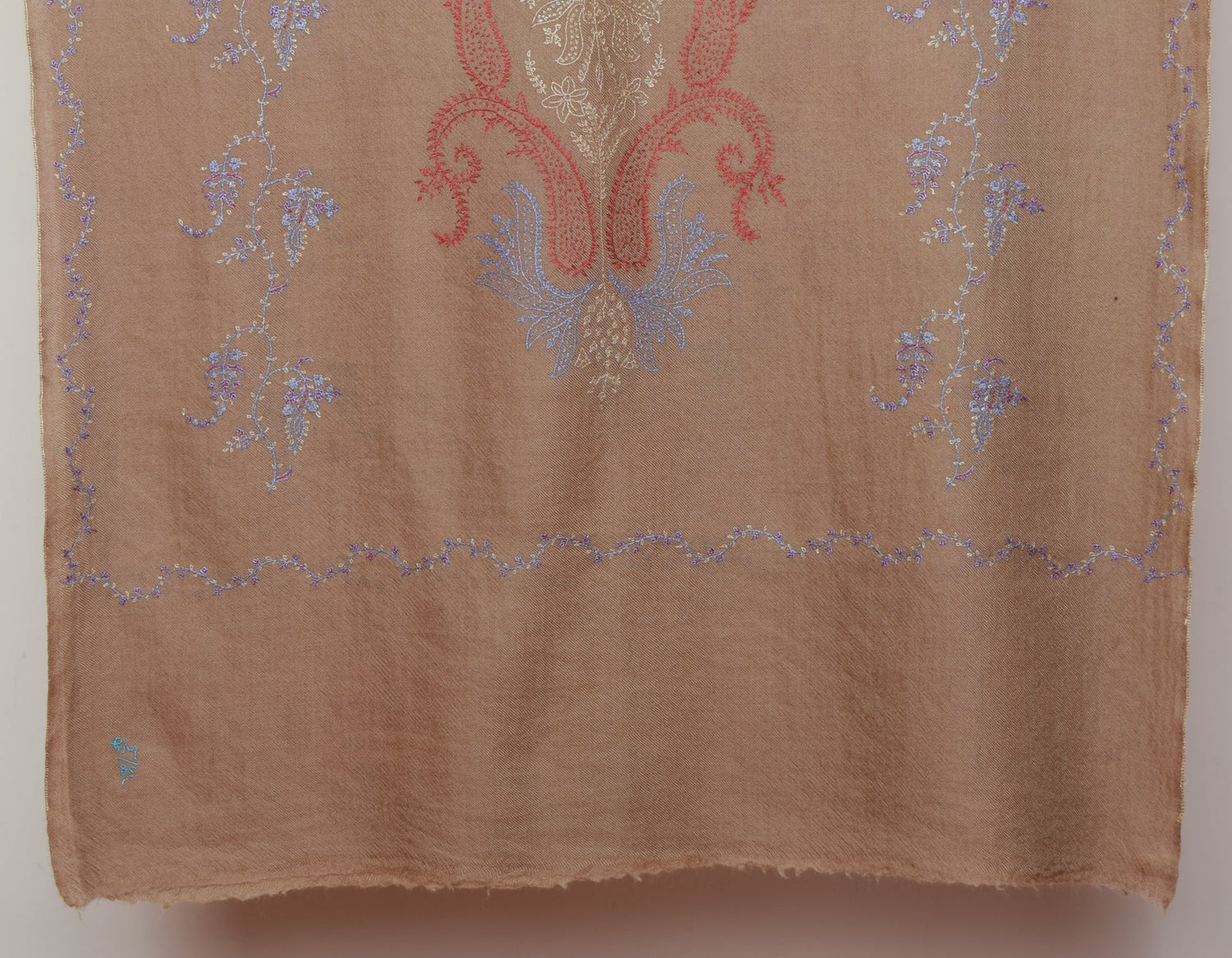 Autumn Brown Handwoven Paisley Embroidered Cashmere Pashmina Stole - Kashmir Box