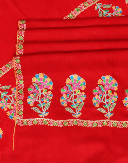 Palla Embroidered Red Pashmina Stole - KashmirBox.com