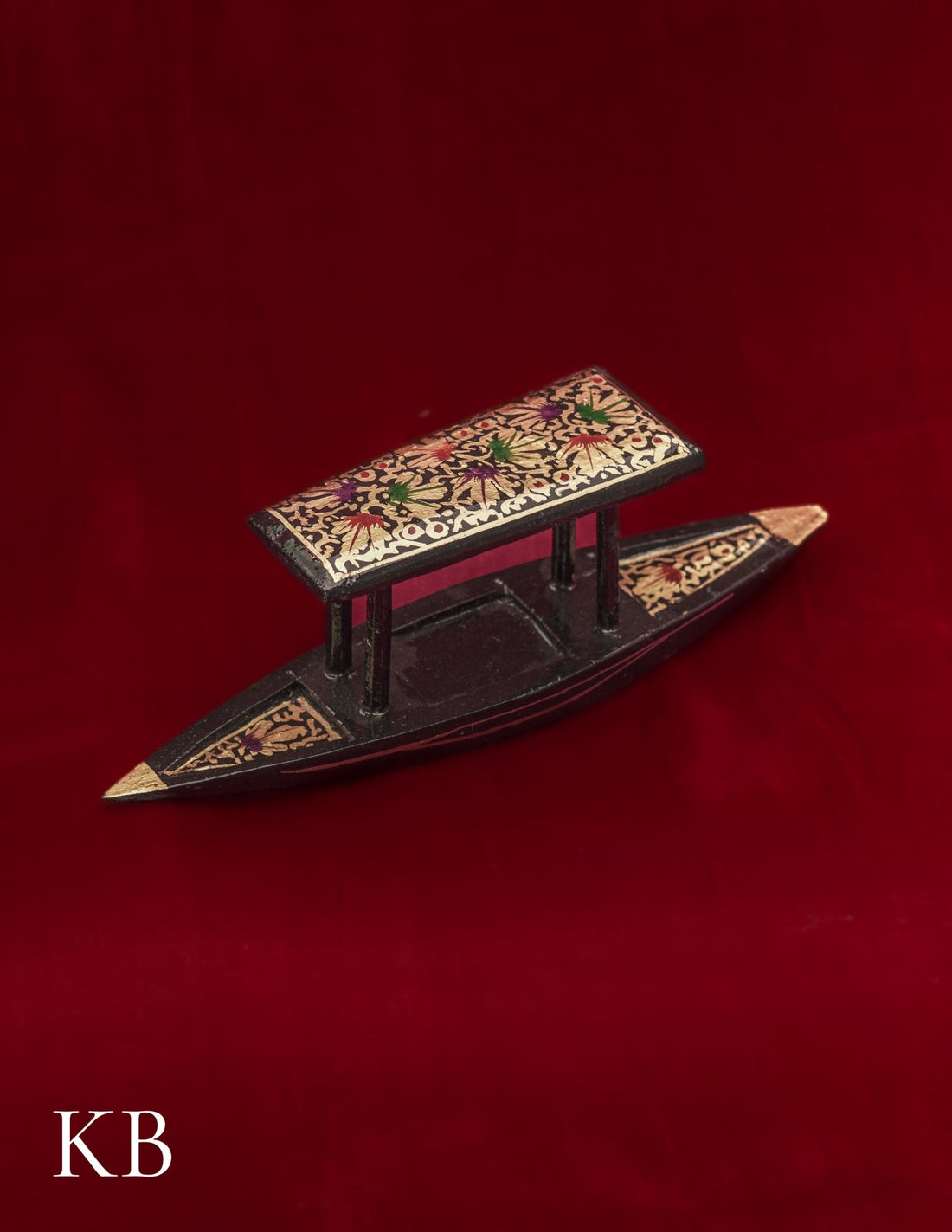 Kashmiri Papier Mâché Shikara – Hand-Painted (8.5 Inch) | Artisan-Made | Handcrafted Heritage
