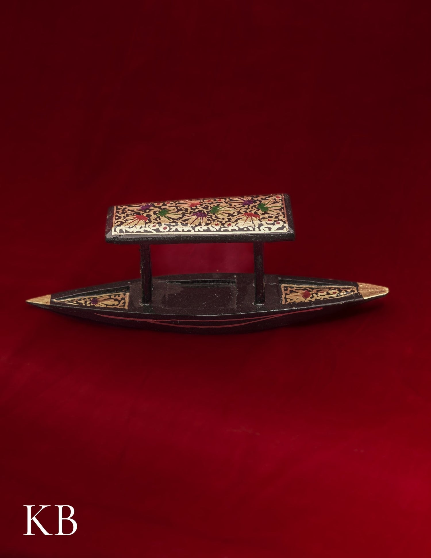 Kashmiri Papier Mâché Shikara – Hand-Painted (8.5 Inch) | Artisan-Made | Handcrafted Heritage
