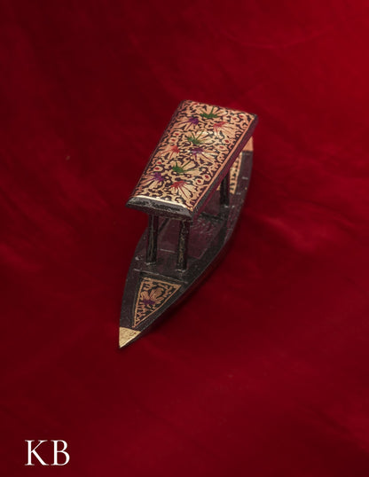 Kashmiri Papier Mâché Shikara – Hand-Painted (8.5 Inch) | Artisan-Made | Handcrafted Heritage