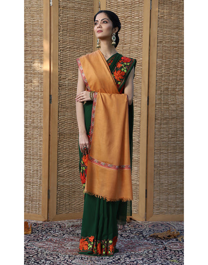 Carrot Orange GI Hashidaar Cashmere Shawl - KashmirBox.com