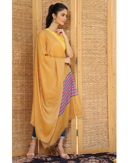 Mustard Stripped Cashmere Stole - KashmirBox.com