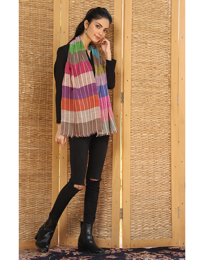 Colored Stripped Cashmere Scarf - KashmirBox.com