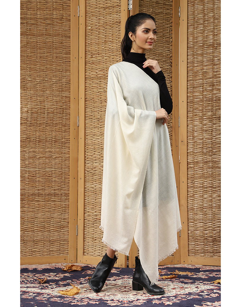 Pure Cashmere Pashmina Off White Stole - KashmirBox.com