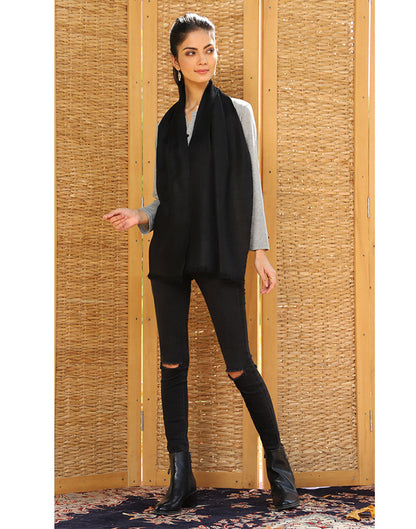 Black Solid Cashmere Scarf - KashmirBox.com