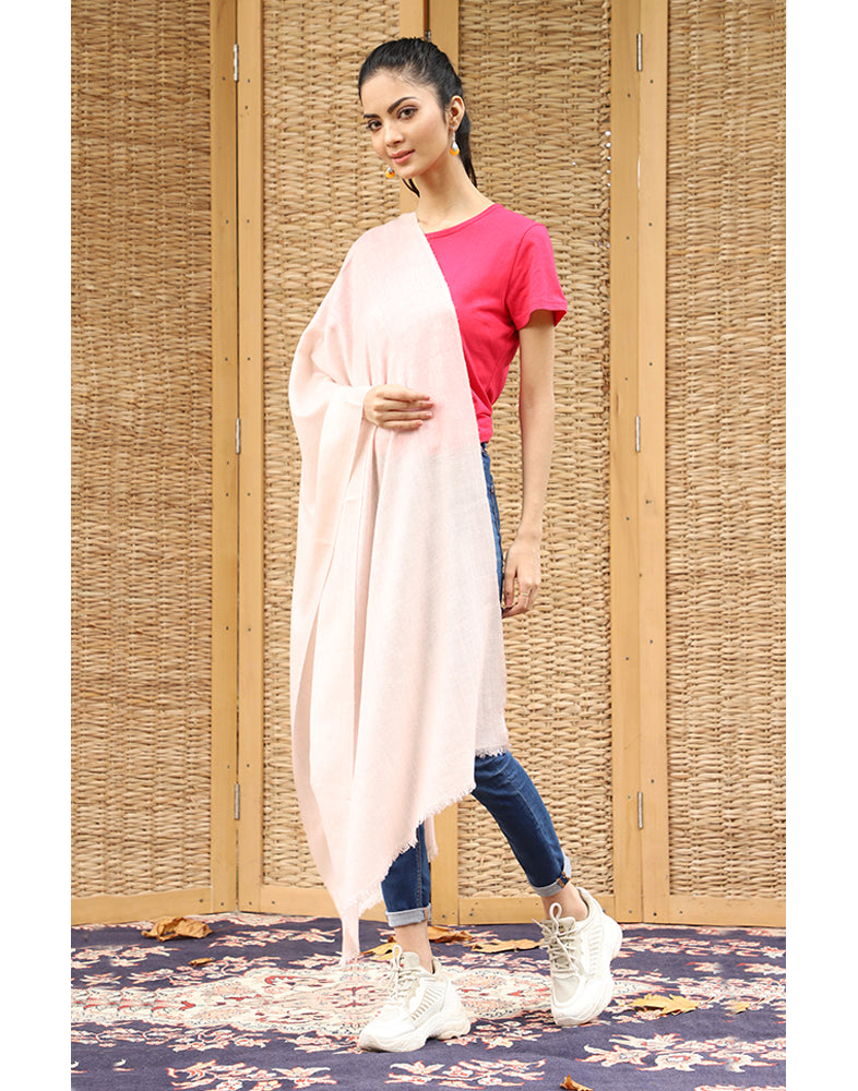 Baby Pink Solid Cashmere Stole - KashmirBox.com