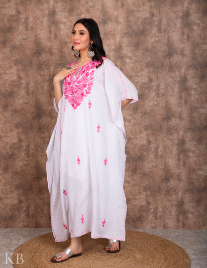 Gulaab Naal White Embroidered Kaftan