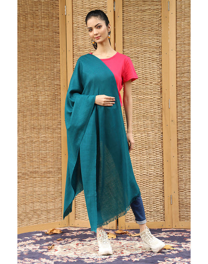 Teal Green Solid Cashmere Stole - KashmirBox.com