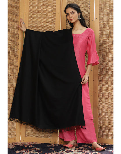 Jade Black Solid Cashmere Shawl - KashmirBox.com