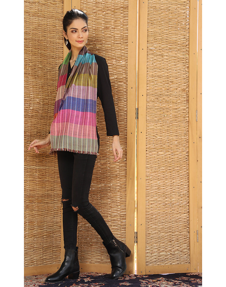 Colored Stripped Cashmere Scarf - KashmirBox.com