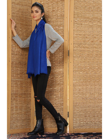 Ink Blue Solid Cashmere Scarf - KashmirBox.com