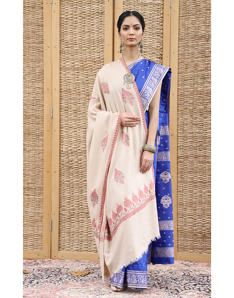 Beige GI Bootidaar Cashmere Shawl - KashmirBox.com