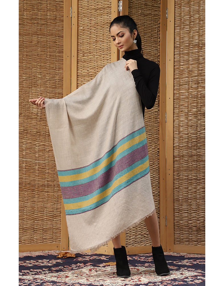 Multicolor Stripped Pashmina Stole - KashmirBox.com