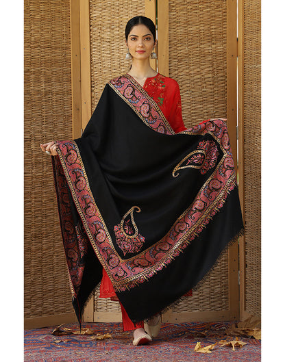 Badaami Border Sozni Tilla Pashmina Shawl - KashmirBox.com