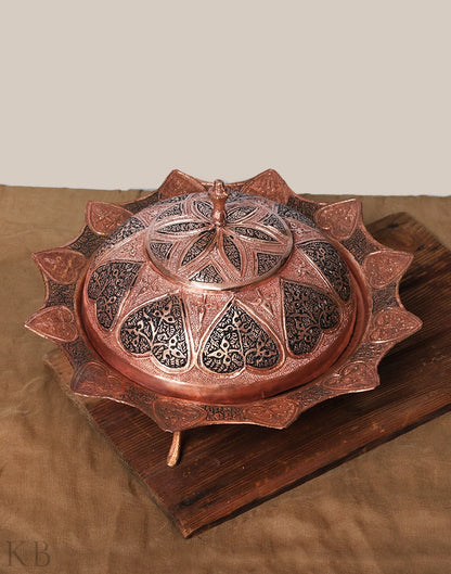 Heart Designed Copper Dry Fruit Bowl - KashmirBox.com