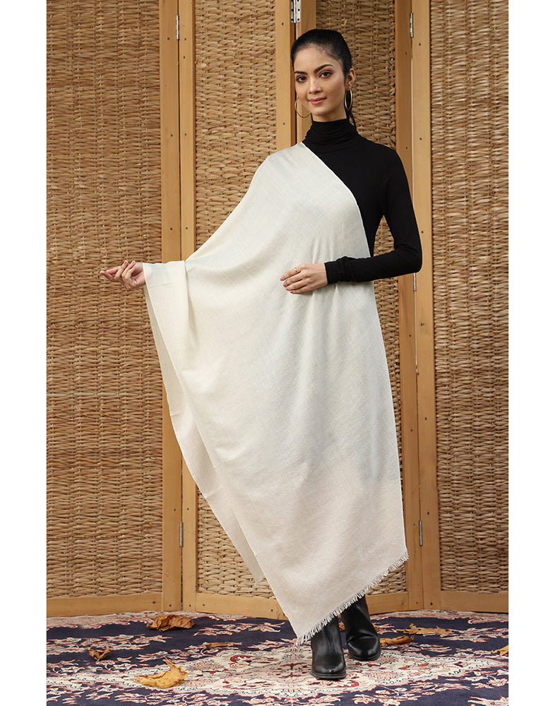 Pure Cashmere Pashmina Off White Stole - KashmirBox.com