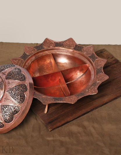 Heart Designed Copper Dry Fruit Bowl - KashmirBox.com