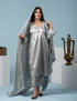 Talab Tilla Embroidered Grey Suit with 2.5 Meters Dupatta - Kashmir Box