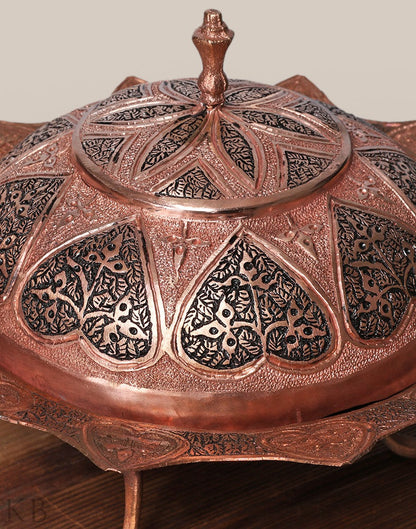 Heart Designed Copper Dry Fruit Bowl - KashmirBox.com