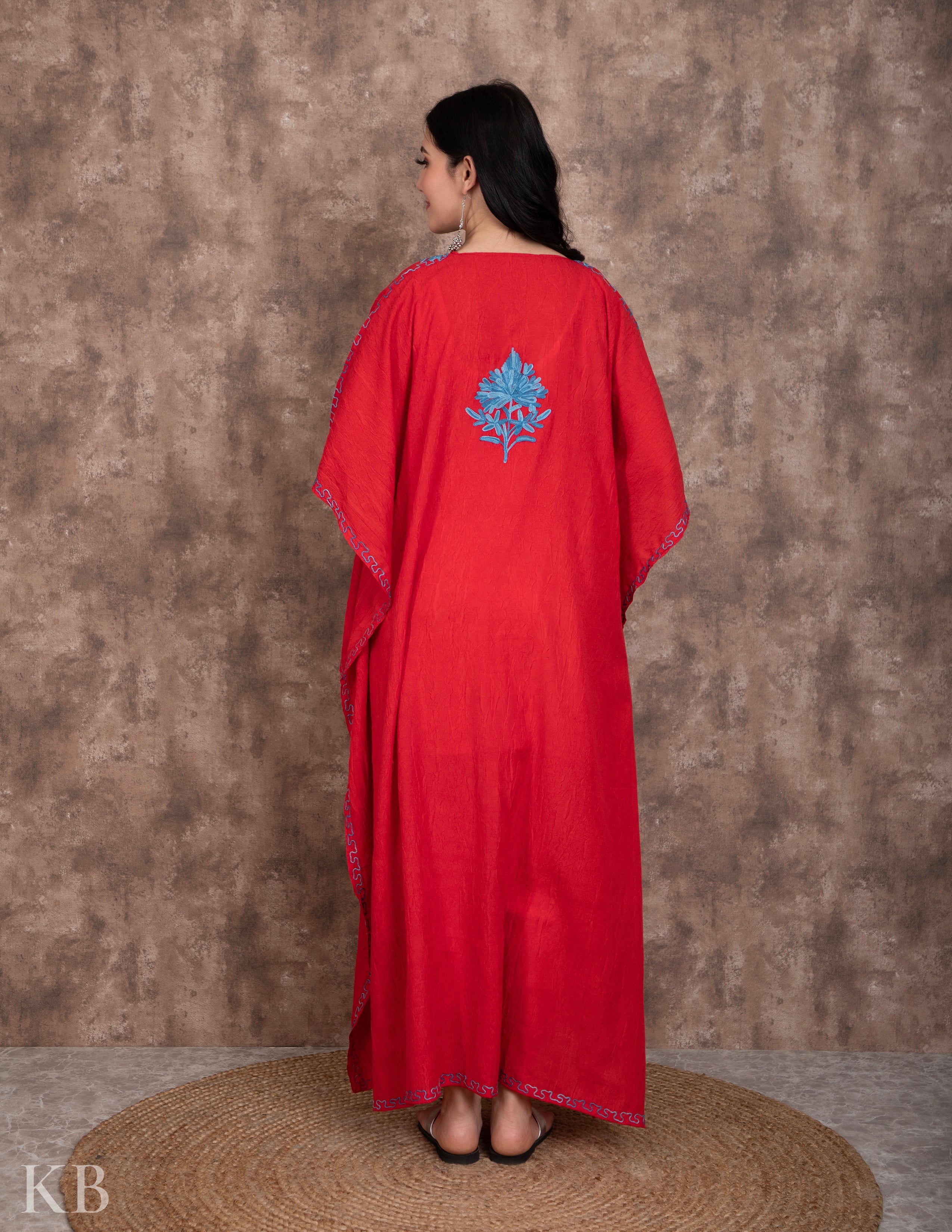 Gul E Aqhawaan Aari Embroidered Cotton Kaftan - Kashmir Box