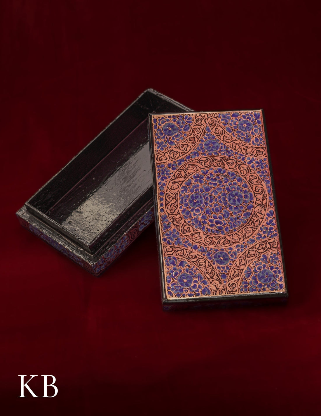 Kashmiri Papier Mâché Rectangular Box (Blue) | Artisan-Made | Handcrafted Heritage