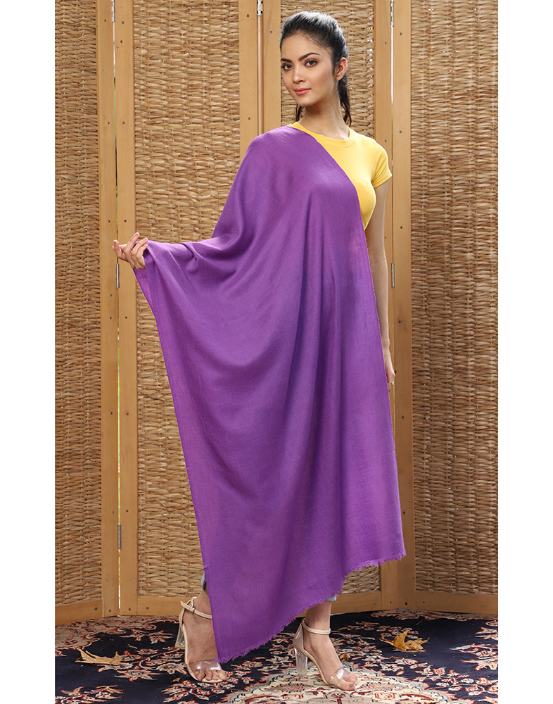 Purple Solid Cashmere Stole - KashmirBox.com