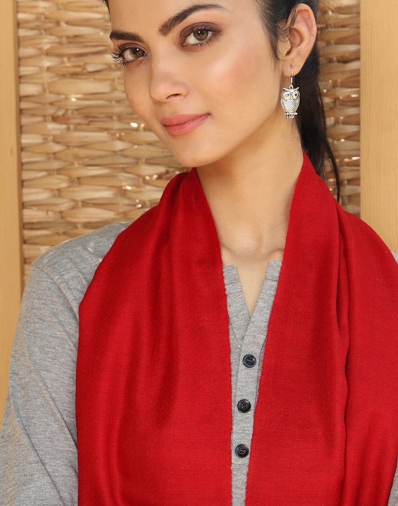 Candy Red Solid Cashmere Scarf - KashmirBox.com