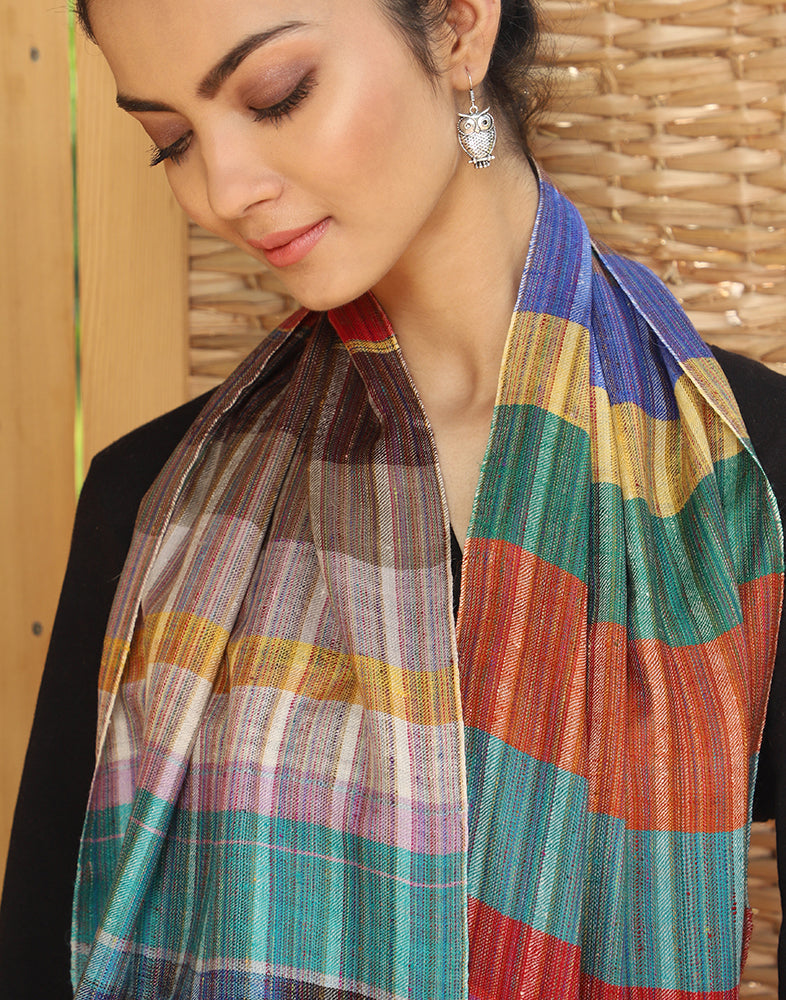 Colored Strips Cashmere Scarf - KashmirBox.com