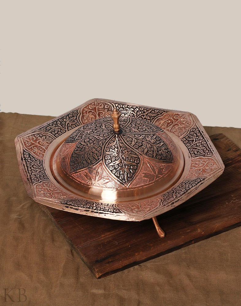 Petal Designed Copper Dry Fruit Bowl - KashmirBox.com