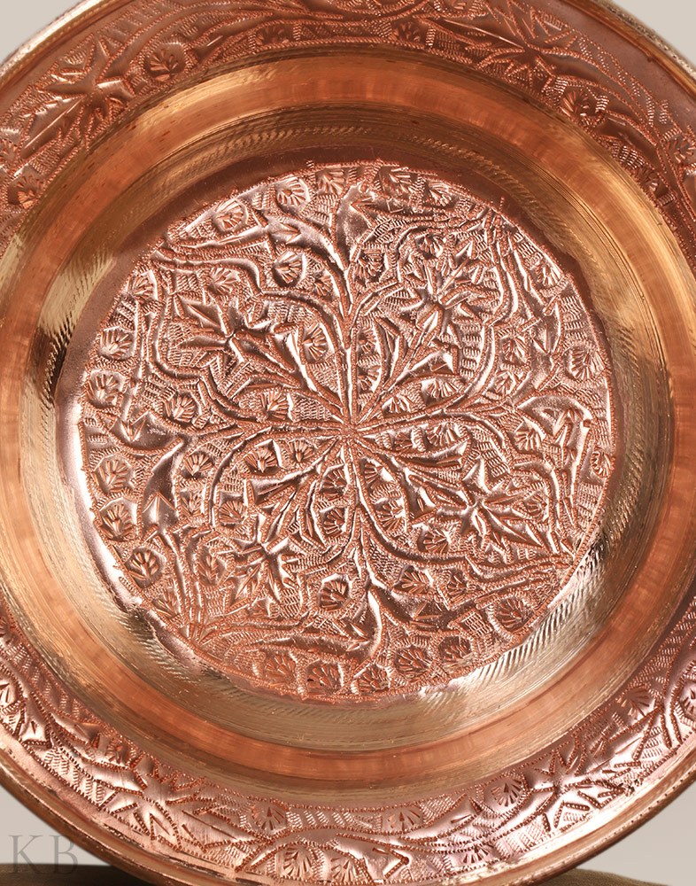 Vine Engraved Copper Plate - KashmirBox.com