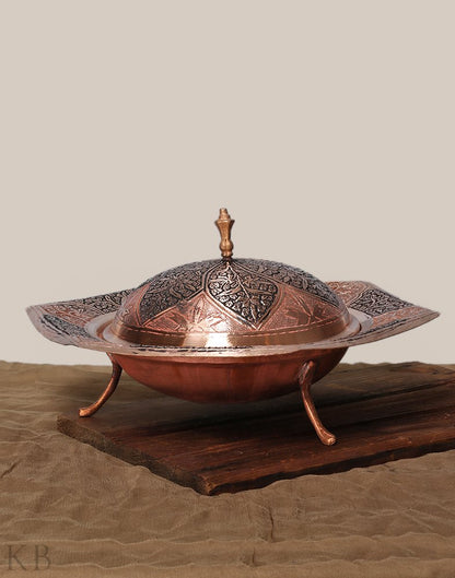 Petal Designed Copper Dry Fruit Bowl - KashmirBox.com