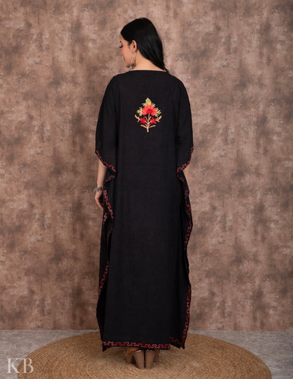 Elegant Black Aari Work Kaftan - Kashmir Box