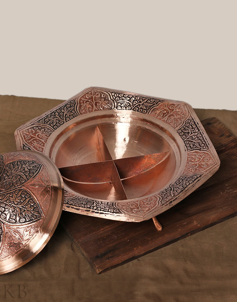 Petal Designed Copper Dry Fruit Bowl - KashmirBox.com