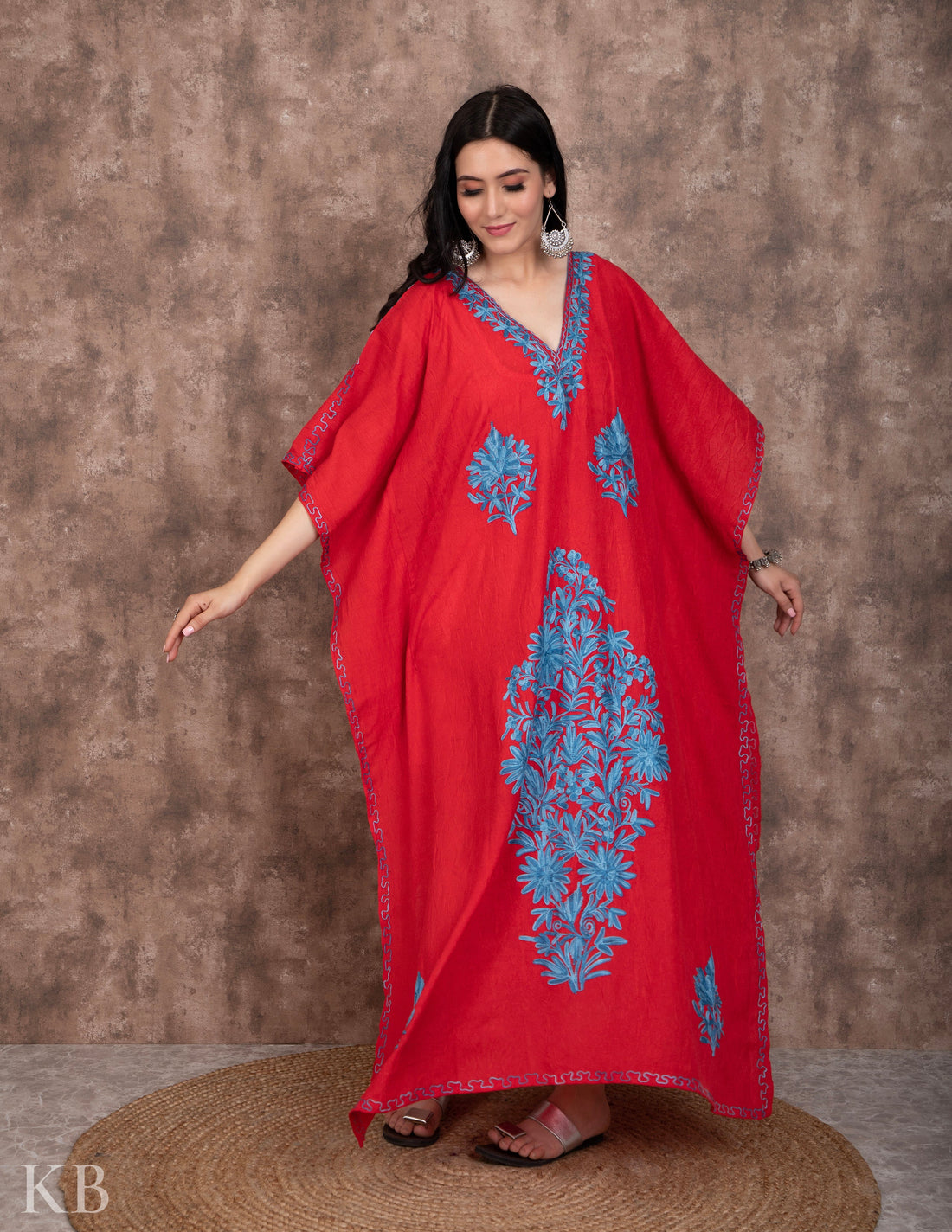 Gul E Aqhawaan Aari Embroidered Cotton Kaftan - Kashmir Box