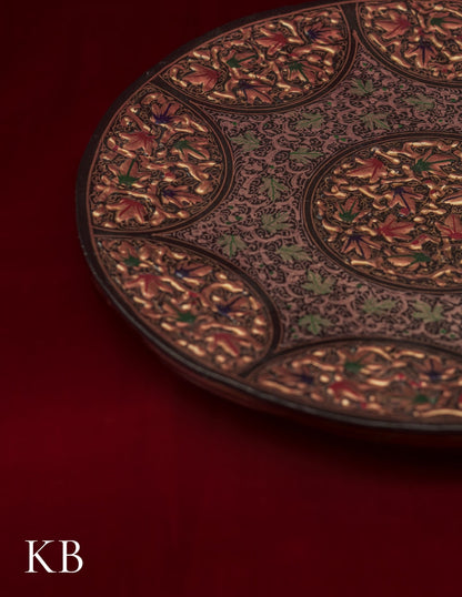 Kashmiri Papier Mâché Wall Plate – Hand-Painted Black Base (10 Inch) | Artisan-Made | Handcrafted Heritage