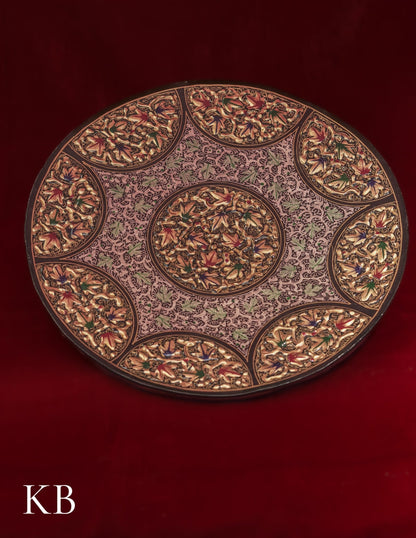 Kashmiri Papier Mâché Wall Plate – Hand-Painted Black Base (10 Inch) | Artisan-Made | Handcrafted Heritage