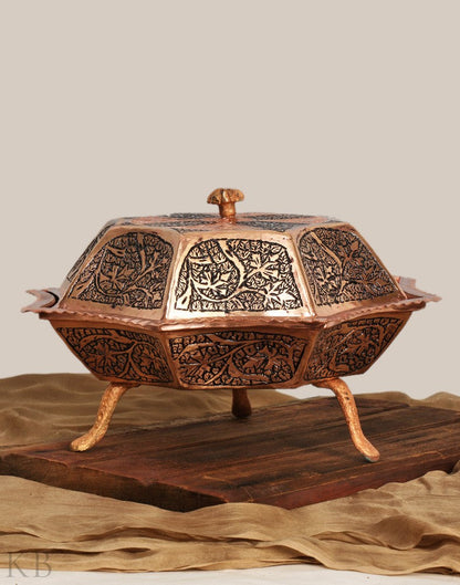 Kandkaari Chinar Engraved Copper Fruit Bowl - KashmirBox.com