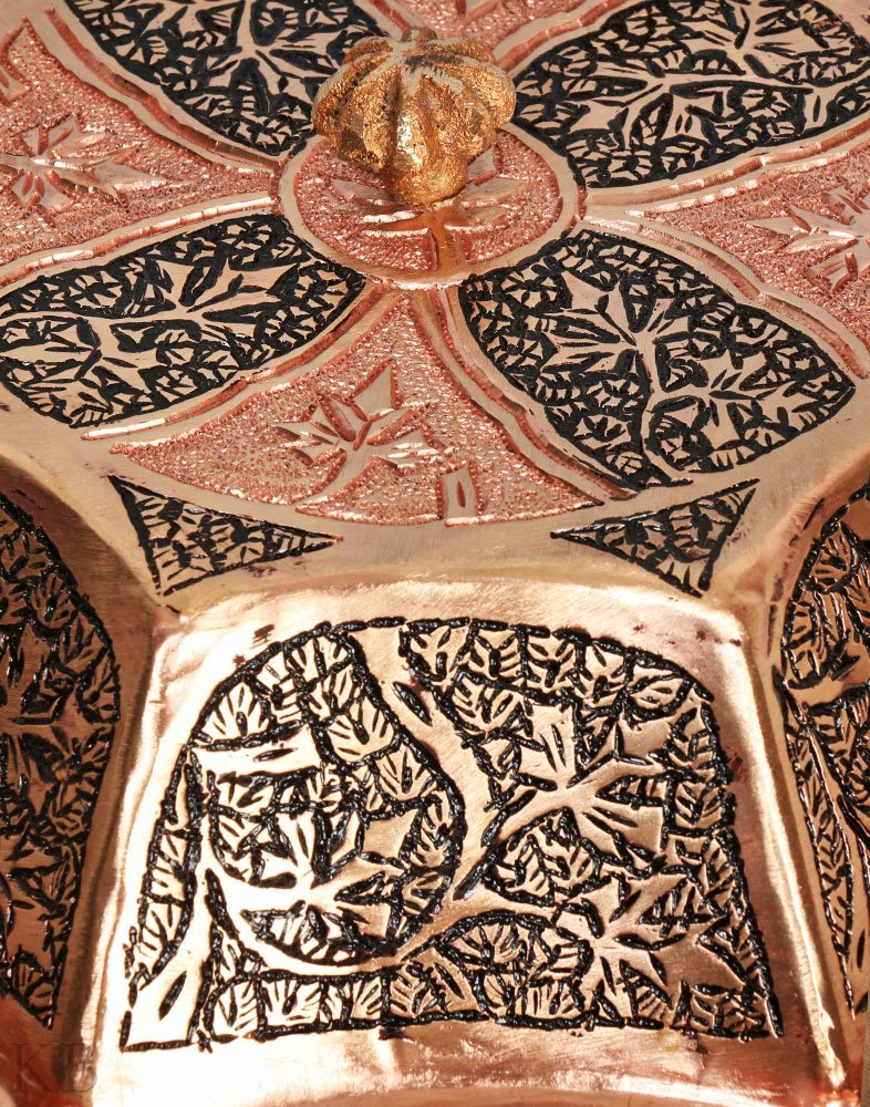 Kandkaari Chinar Engraved Copper Fruit Bowl - KashmirBox.com