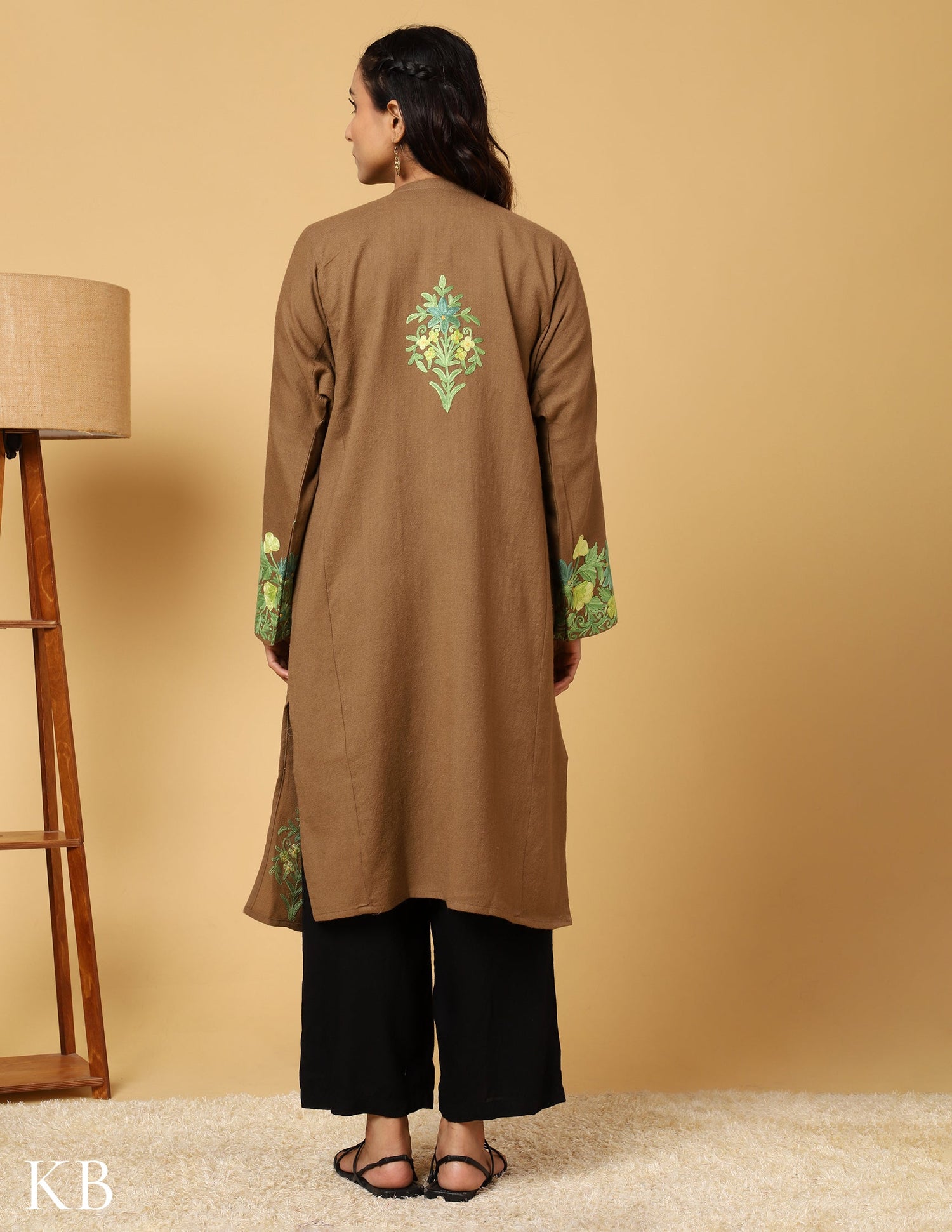 Earthy Elegant Zari Aari Embroidered Pure Wool Phiran - Kashmir Box