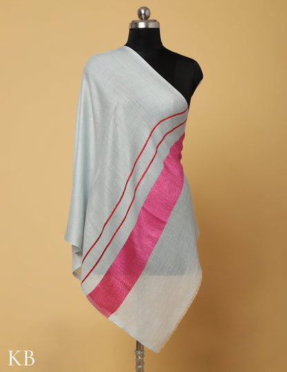 Pastel Blue Silk Palla Stole - Kashmir Box