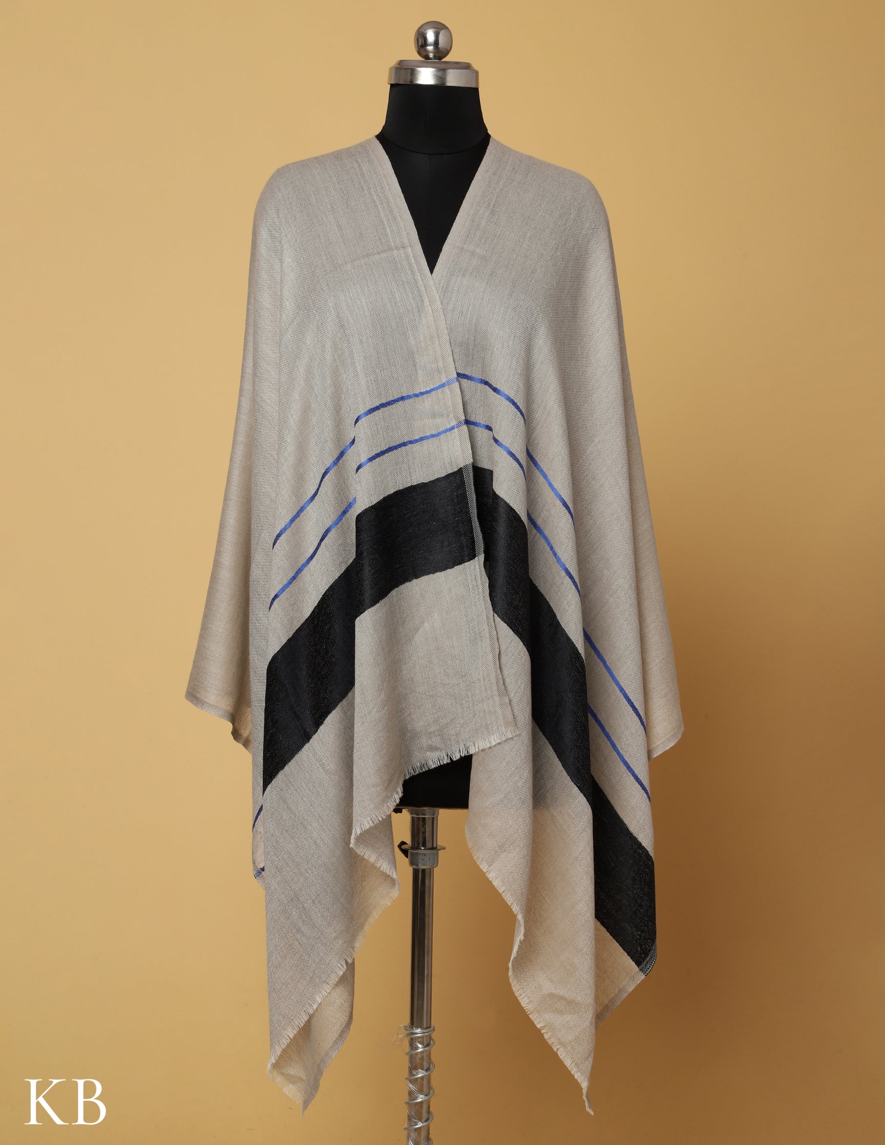 Ash Grey Silk Palla Stole - Kashmir Box