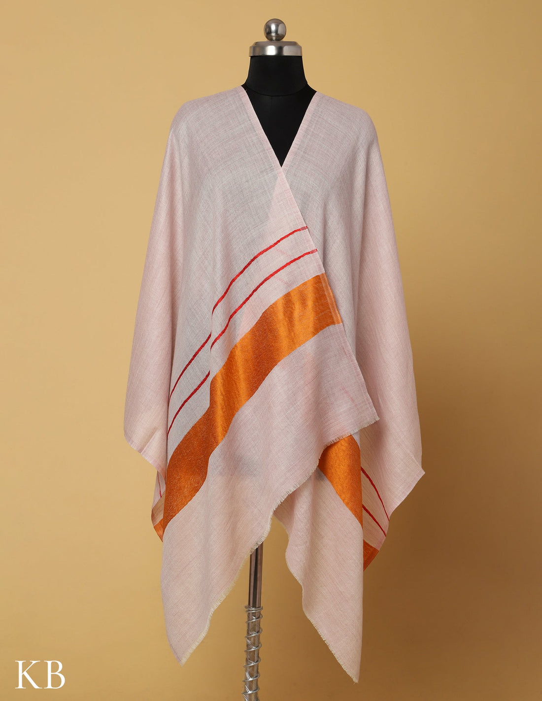 Pastel Pink Silk Palla Stole - Kashmir Box