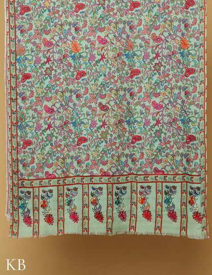 Pastel Green Modal Kalamkari Stole - Kashmir Box