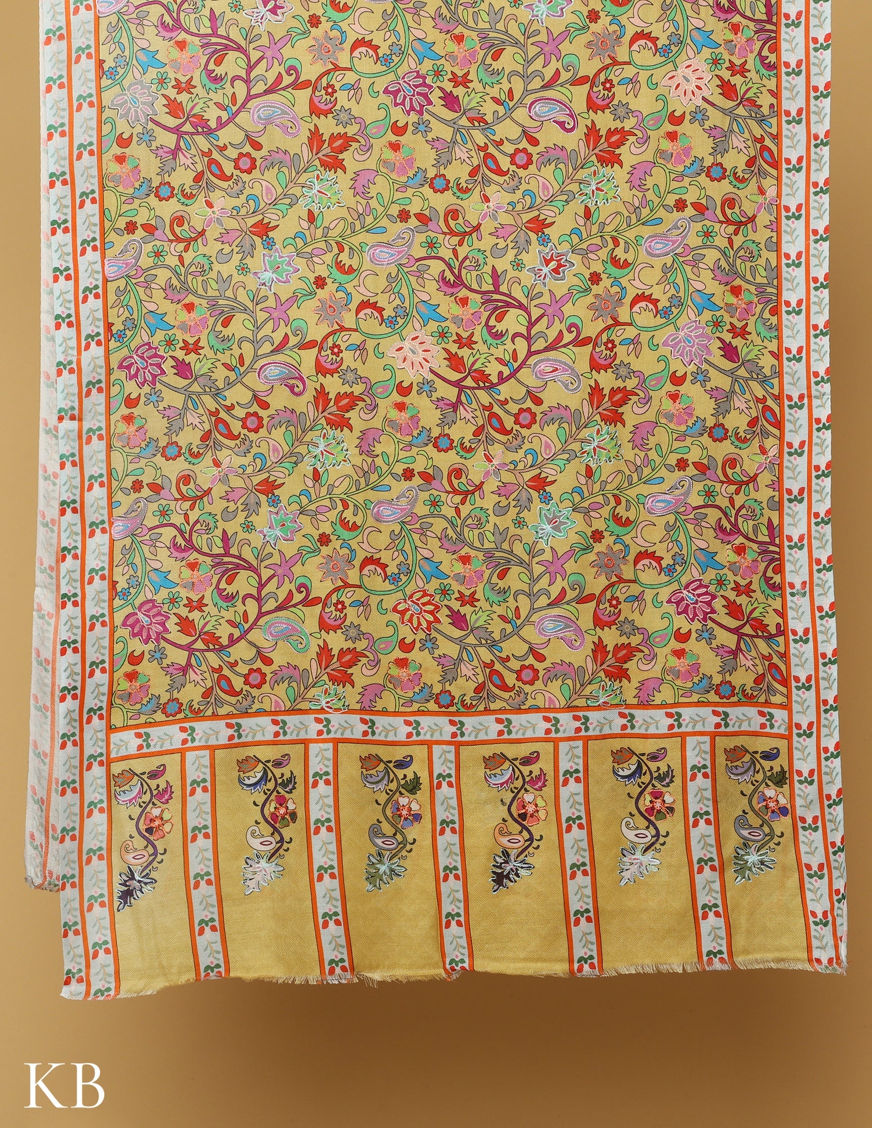 Mustard Modal Kalamkari Stole - Kashmir Box