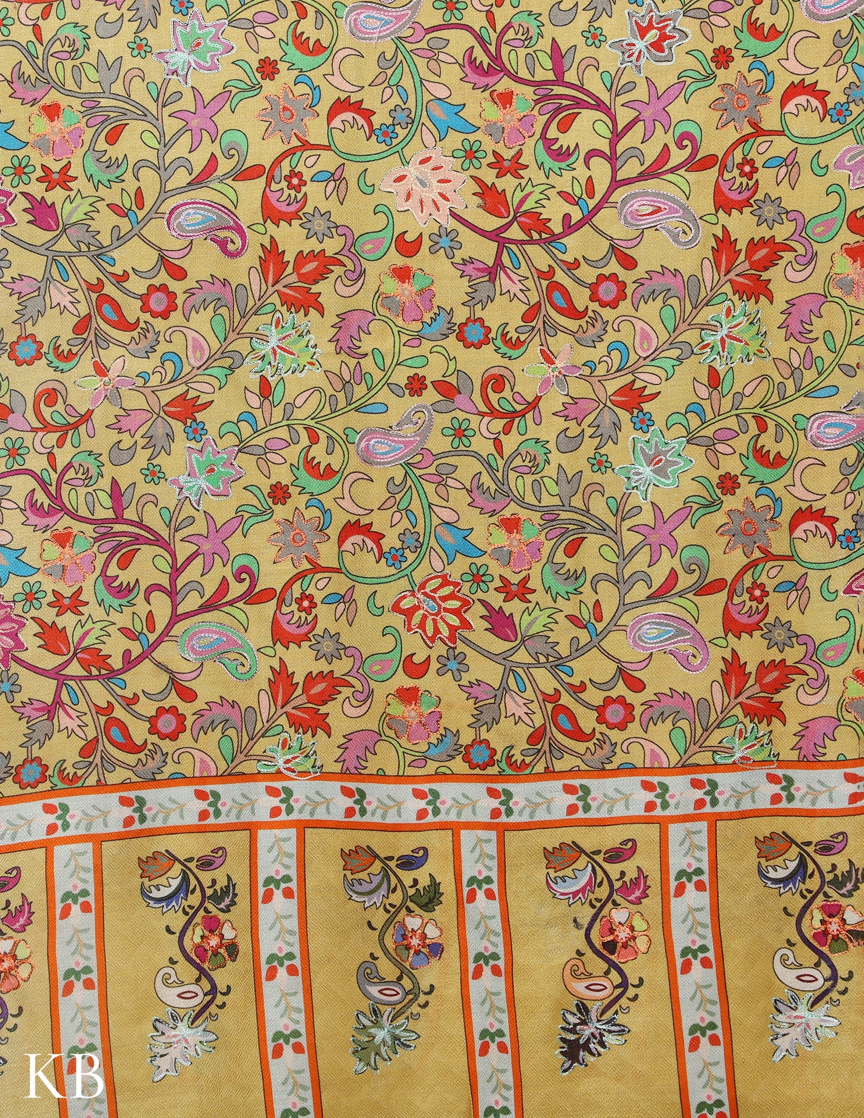 Mustard Modal Kalamkari Stole - Kashmir Box